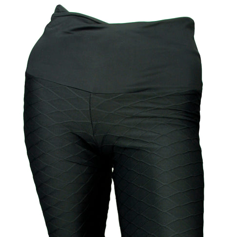 DJ Skins Women's Comfort Waist Black Brocade Capri, Black