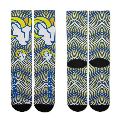 Zubaz By For Bare Feet NFL Adults Unisex Los Angeles Rams Zubified Dress Socks, Large