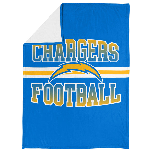 FOCO NFL Los Angles Chargers Stripe Micro Raschel Plush Throw Blanket, 45 x 60