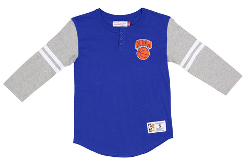 Mitchell & Ness NBA Youth Boys (8-20) New York Knicks 3/4 Sleeve Henley Tee