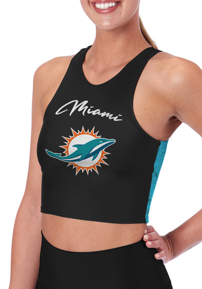 Certo By Northwest NFL Women's Miami Dolphins Crosstown Midi Bra, Black