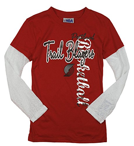 NBA Basketball Youth Girls Portland Trail Blazers Burn Out Shirt - Red