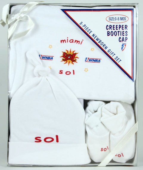 WNBA Basketball Miami Sol Three Piece Newborn Gift Set