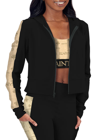 Certo By Northwest NFL Women's New Orleans Saints All Day Cropped Hoodie, Black