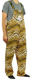 Zubaz NFL Men's Pittsburgh Steelers Zebra Printed Team Bib Overalls