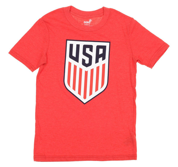Gen 13 MLS U.S.A Soccer Youth Primary Logo Tri-Blend Short Sleeve T-Shirt, Red