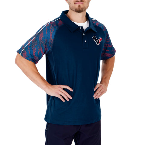 Zubaz NFL Houston Texans Men's Elevated Field Polo with Viper Print Accent