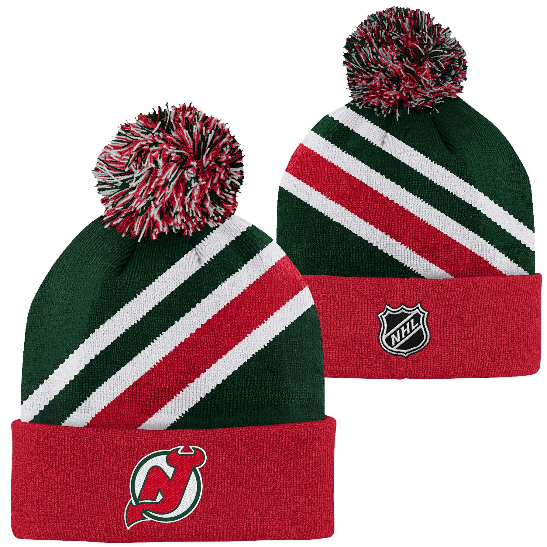 Outerstuff Reverse Retro Pom Knit Hat - NJ Devils - Youth