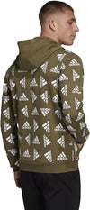 adidas All Over Print Fleece Hoodie - Mens Casual, Focus Olive