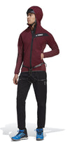 adidas Men's Techrock Flooce Wind Hooded Full Zip Jacket, Shadow Red
