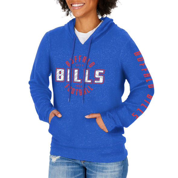 Zubaz NFL Women's Buffalo Bills Marled Soft Pullover Hoodie