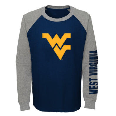 Outerstuff NCAA Kids West Virginia Mountaineers Warm Up Raglan Thermal Shirt