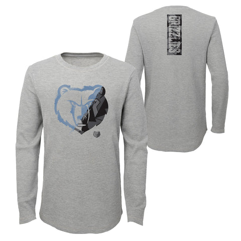 Outerstuff NBA Youth (8-20) Memphis Grizzlies Black Out Waffle Knit Thermal Tee Shirt