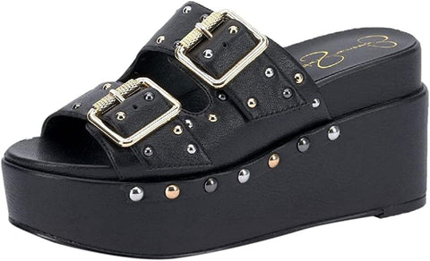 Jessica Simpson Cyriss 2 Women's Studded Buckled Platform Wedge Sandals