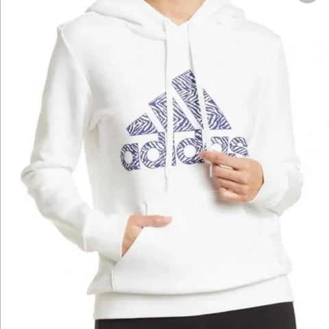 Adidas Women's Badge Of Sport Zebra Hoodie, White