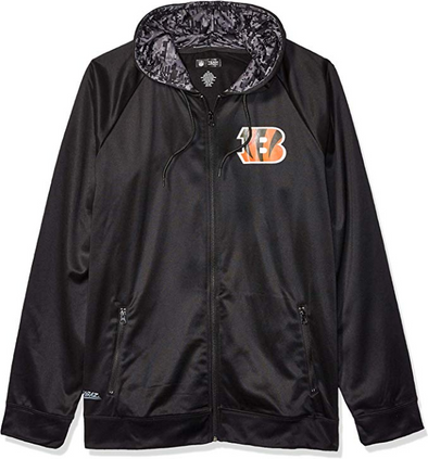 Zubaz NFL Men's Cincinnati Bengals Full Zip Digital Camo Hood Hoodie, Black