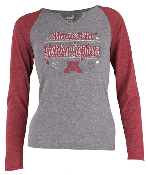 Gen 2 NCAA Youth Girls (4-16) Minnesota Golden Gophers Long Sleeve Tri-Blend Tee