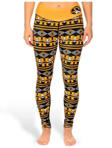 NCAA Women's Missouri Tigers Aztec Print Leggings, Black