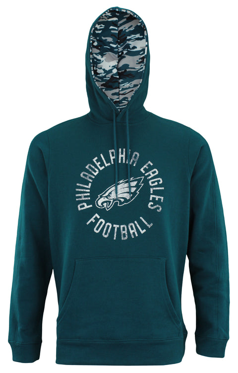 Zubaz NFL Men's New Philadelphia Eagles Camo Lined Pullover Hoodie