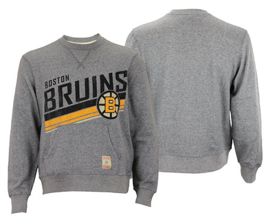 CCM NHL Men's Boston Bruins Classic Wash Fleece Crew Sweater, Grey