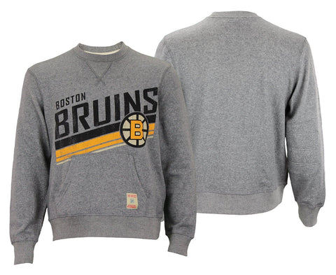 CCM NHL Men's Boston Bruins Classic Wash Fleece Crew Sweater, Grey