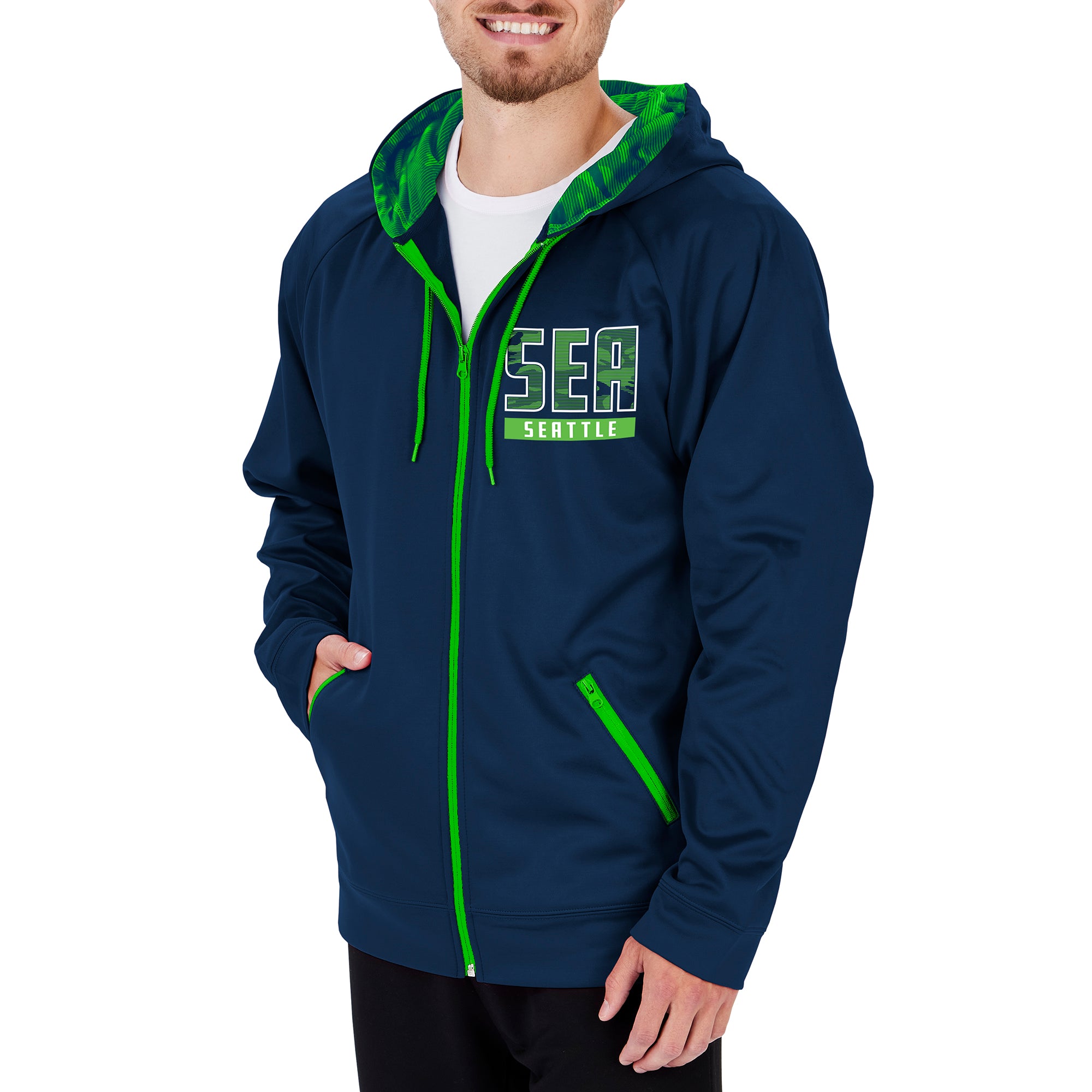 Zubaz NFL Men's Seattle Seahawks Solid Team Hoodie with Camo Lined Hoo –  Fanletic