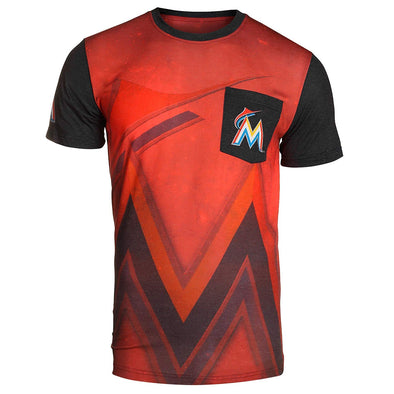 KLEW 2016 MLB Men's Miami Marlins Cotton Poly Pocket Logo Tee T-shirt