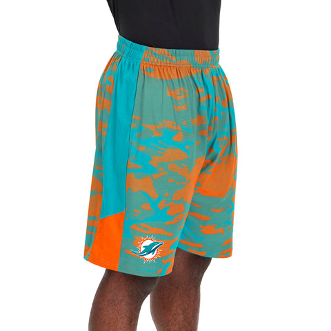 Zubaz Men's NFL Miami Dolphins Lightweight Shorts with Camo Lines
