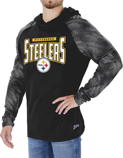 Zubaz Pittsburgh Steelers NFL Men's Team Color Hoodie with Tonal Viper Sleeves