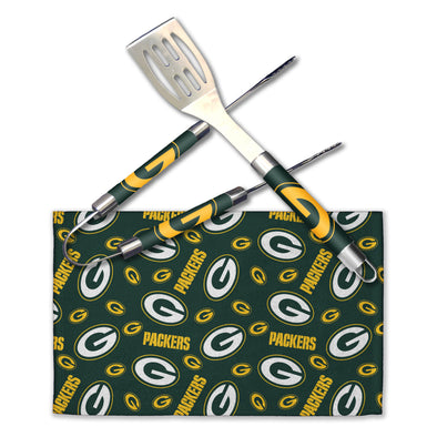 Northwest NFL Green Bay Packers Scatter Print 3 Piece BBQ Grill Set