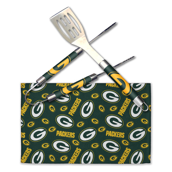 Northwest NFL Green Bay Packers Scatter Print 3 Piece BBQ Grill Set