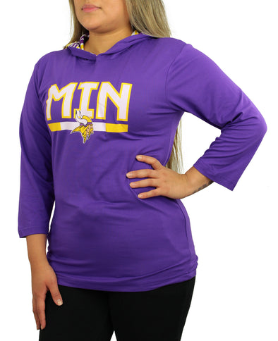 Zubaz NFL Women's Minnesota Vikings Solid Team Color Lightweight Pullover