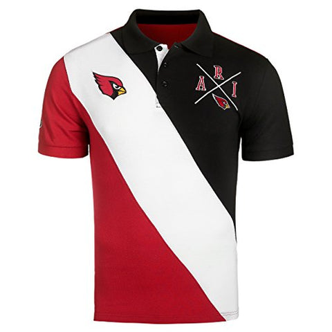 KLEW NFL Football Men's Arizona Cardinals Rugby Diagonal Stripe Polo Shirt