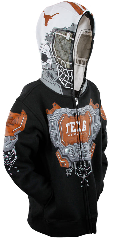 NCAA College Youth Boys Texas Longhorns Full Zip Masked Sweatshirt Hoodie