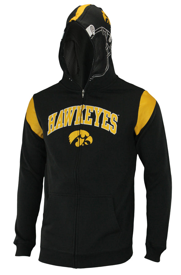NCAA Youth Iowa Hawkeyes Full Zip Helmet Masked Hoodie, Black
