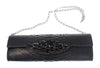 Carlos Falchi Jeweled Python Snake Clutch Shoulder Purse - Black