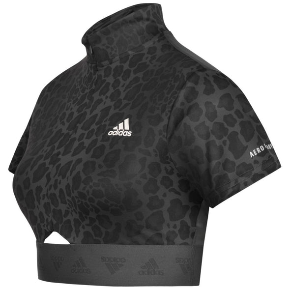Adidas Women's Hyperglam Zip Crop Top Tee, Multicolor/Carbon