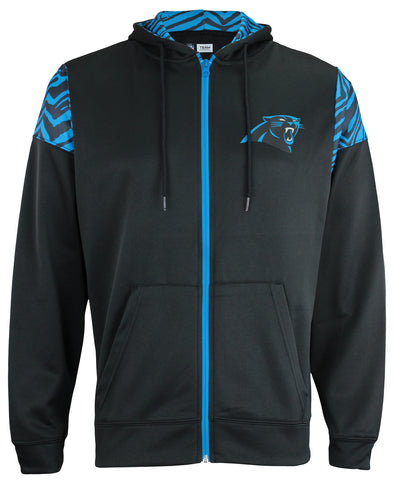 Zubaz Carolina Panthers NFL Men's Full Zip Hoodie with Zebra Print Details