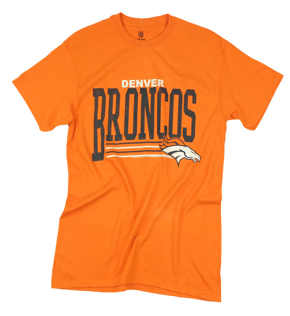 Denver Broncos NFL Football Men's Fundamentals Logo T-Shirt Top Tee, Orange