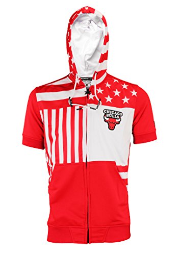 Zipway NBA Men's Chicago Bulls Full Zip Flag Short Sleeve Hoodie