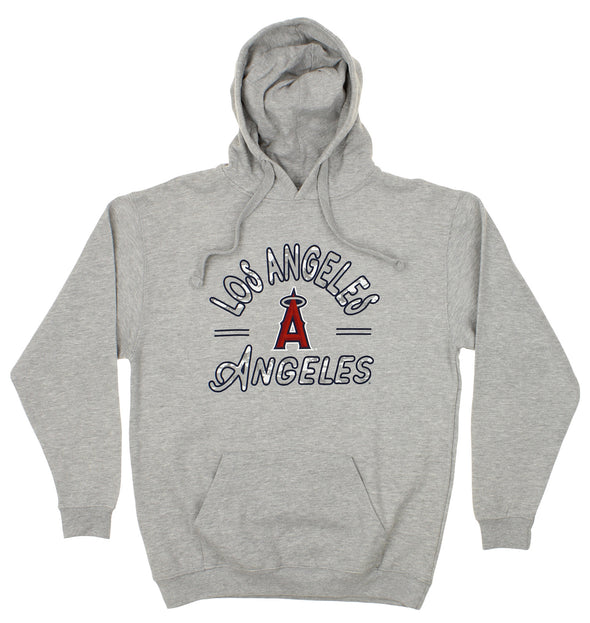 Zubaz MLB Men's Los Angeles Angels Arched Logo Fleece Pullover Hoodie