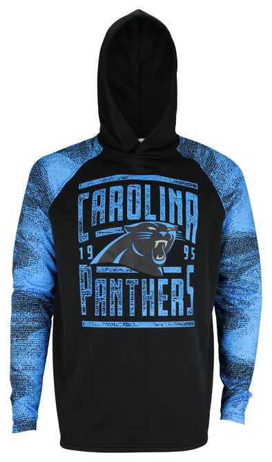 Zubaz NFL Men's Carolina Panthers Light Weight Pullover Hoodie with Static Sleeves