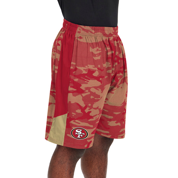 Zubaz Men's NFL San Francisco 49ers Lightweight Shorts with Camo Lines