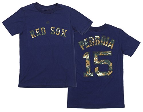 Majestic MLB Boys Youth Boston Red Sox Dustin Pedroia #15 USMC Woodland Camo Logo T-Shirt