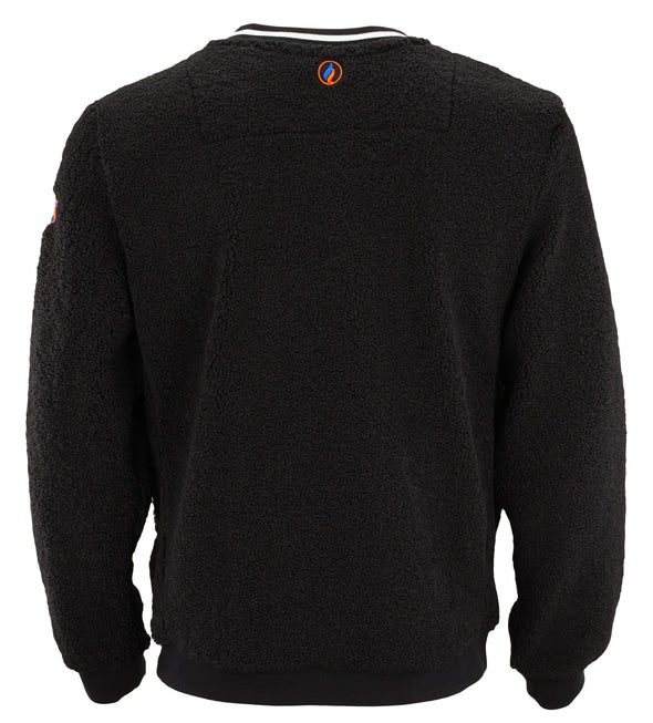 FISLL NBA Men's New York Knicks Moto Sherpa Crew Neck Sweatshirt