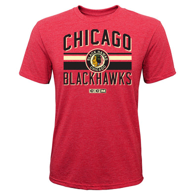 CCM NHL Youth (8-20) Chicago Blackhawks Classic Stripe Short Sleeve T-Shirt