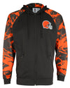 Zubaz NFL Men's Cleveland Browns  Full Zip Hoodie with Lava Sleeves