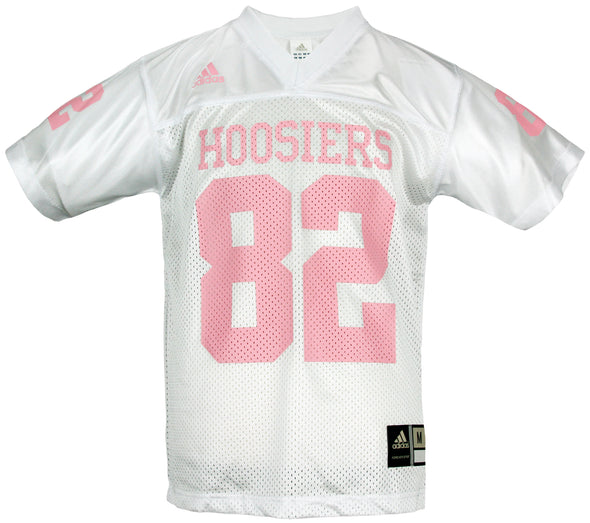Adidas NCAA College Youth Indiana Hoosiers Football Jersey, White and Pink
