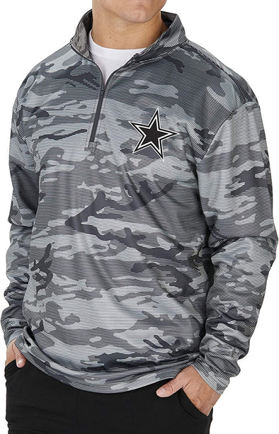 Zubaz Dallas Cowboys NFL Men's Grey Tonal Camo 1/4 Zip Pullover