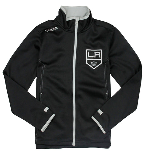 Reebok NHL Youth Los Angeles Kings Full Zip Up Warm Up Track Jacket, Black